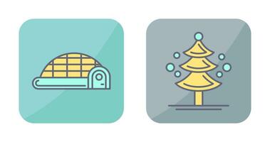 Igloo and Pine Tree Icon vector