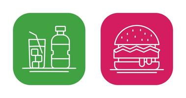 mineral agua y hamburguesa icono vector