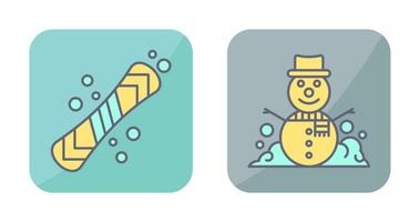 Snowboard and Snowman Icon vector