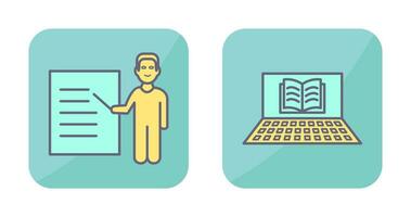 Online Books and Male Presenter Icon vector