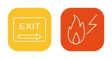 exit and electricity fire Icon vector