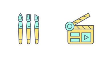 Brushes and Clapper Board Icon vector