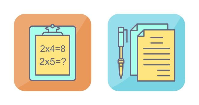 Solving Question and Document and Pen Icon vector