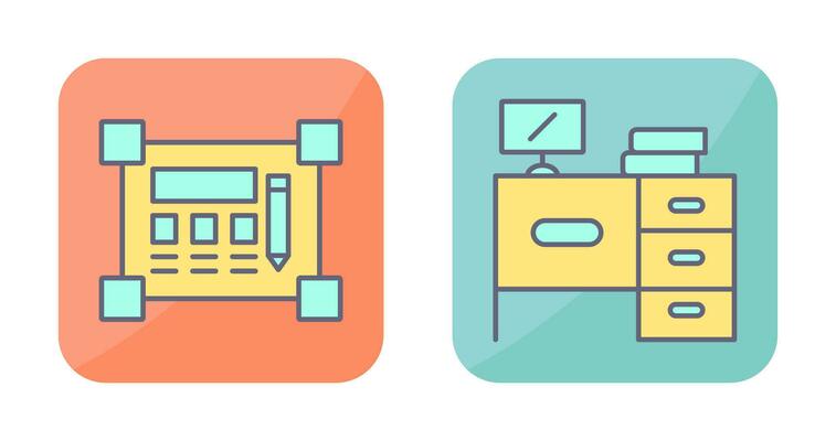 Blueprint and Desk Icon