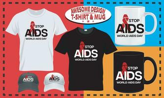 mundo SIDA día camiseta y jarra diseño, tipografía costumbre, vector mejor para impresión diseño.