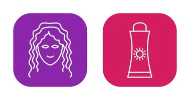 Sunblock Cream and Hair Curly Icon vector