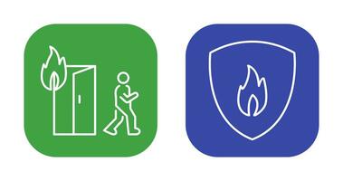 running from fire and fire shield  Icon vector