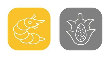 Shrimp and Dragon Fruit Icon vector