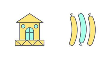 House and Hot Sausage Icon vector