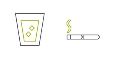 lit cigar and white russian drink  Icon vector