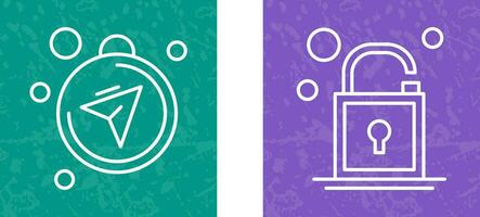 Compass and Open Lock Icon vector