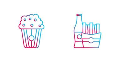 Pop corn and French  Icon vector