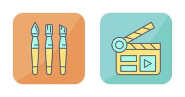 Brushes and Clapper Board Icon vector