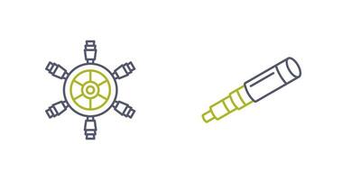 Ship Wheel and Binocular Icon vector
