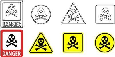 outline silhouette Skull and bones warning sign vector