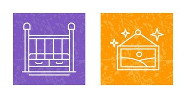 Baby Crib and Picture Icon vector