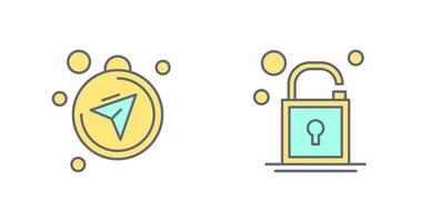 Compass and Open Lock Icon vector