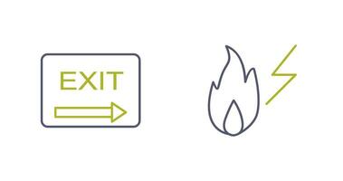 exit and electricity fire Icon vector