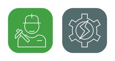 Worker and Setting Icon vector