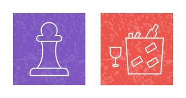 pawn and wine bottle in ice  Icon vector