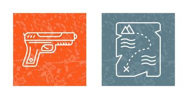 Gun and Treasure  Icon vector