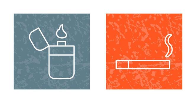 lighter and lit cigarette Icon vector