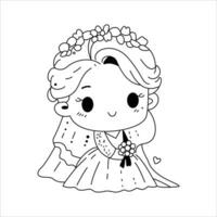 color en linda novia personaje icono valores ilustración vector
