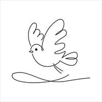 Simple bird One line art vector