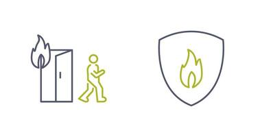 running from fire and fire shield  Icon vector