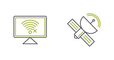 Disconnected Network and Satellite Icon vector