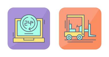 24 hours and forklift Icon vector