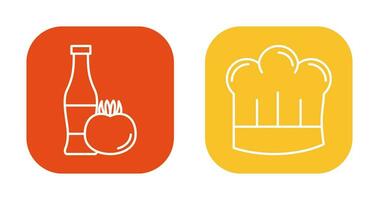 Tomato ketchup and Chef Hat Icon vector