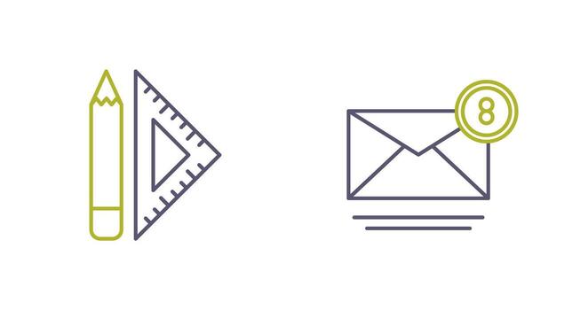 set square and mail Icon vector