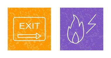 exit and electricity fire Icon vector