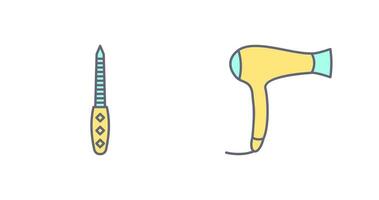 Nail File and Hair Dryer Icon vector