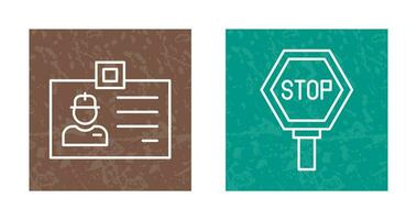 Identity Card and Stop Sign Icon vector