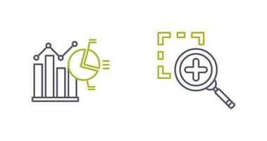 Bar Chat and Zoom In Icon vector