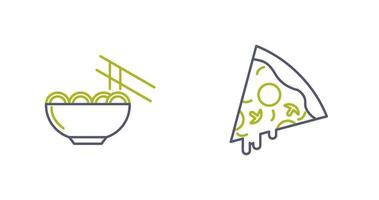 Chinese food and Pizza Icon vector