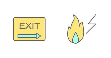 exit and electricity fire Icon vector