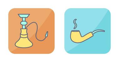 hookah and lit smoking pipe  Icon vector