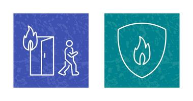 running from fire and fire shield  Icon vector