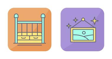 Baby Crib and Picture Icon vector