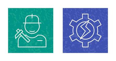 Worker and Setting Icon vector