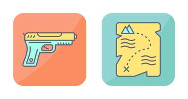 Gun and Treasure  Icon vector