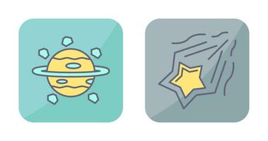 saturn and shooting star Icon vector
