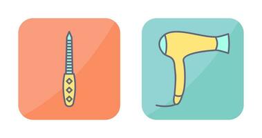 Nail File and Hair Dryer Icon vector