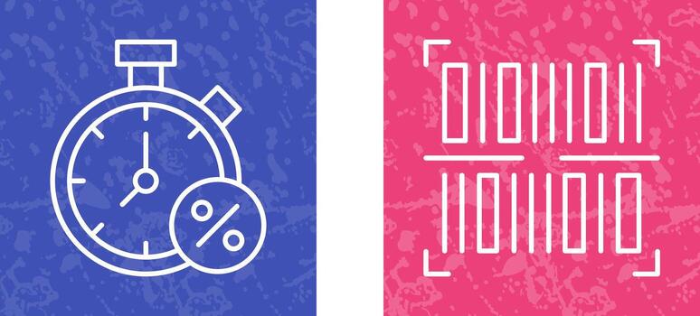 Temporizador y código de barras icono vector