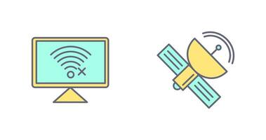 Disconnected Network and Satellite Icon vector