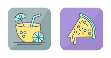 Pizza Slice and Coconut Drink Icon vector