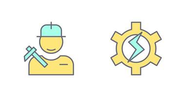 Worker and Setting Icon vector